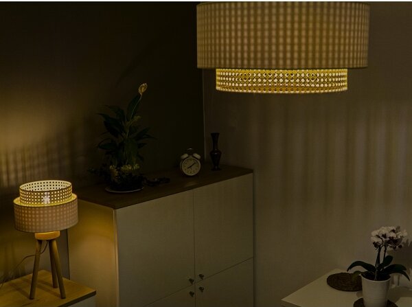 Duolla - Plafoniera BOHO 1xE27/15W/230V diametro 45 cm panna/rattan