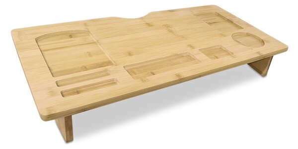 Supporto Monitor 60x30x8 cm con 7 Scompartimenti in Legno