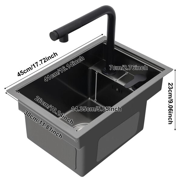 Lavello da cucina integrato - Lavello con rubinetto estraibile - Rubinetto per cucina - Lavello per bar - Lavello da piano cottura