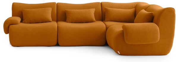 MILYSOFA SOFATIME Divano ad angolo modulare a 4 posti, raffinato tessuto a riccioli, color cannella