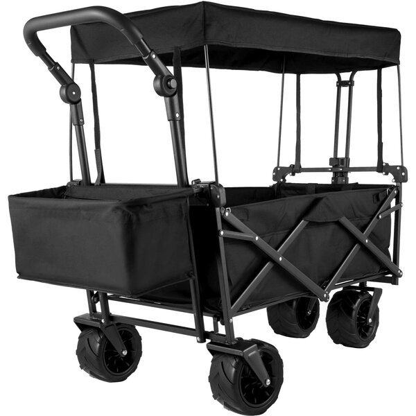 Carrello pieghevole per giardinaggio, con tettoia, ideale per trasportare la spesa, per la spiaggia, per il trasporto di oggetti pesanti e adatto a qualsiasi terreno grazie alle sue ruote all-terrain