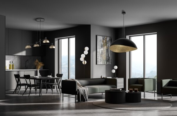 Lampadario a sospensione con filo ARTIS 4xE14/40W/230V nero/oro