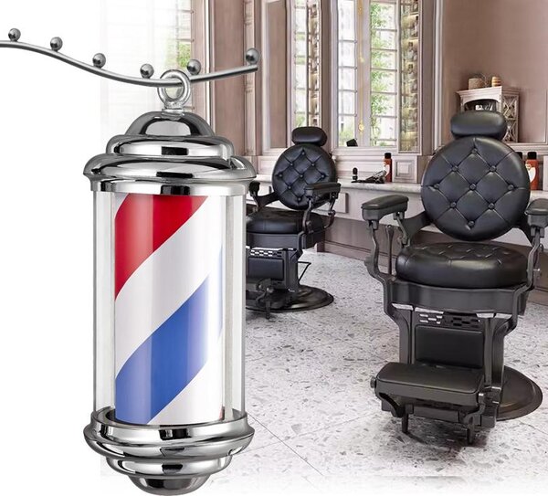 Palo da barbiere insegna barbershop Barber Pole argento 48 cm