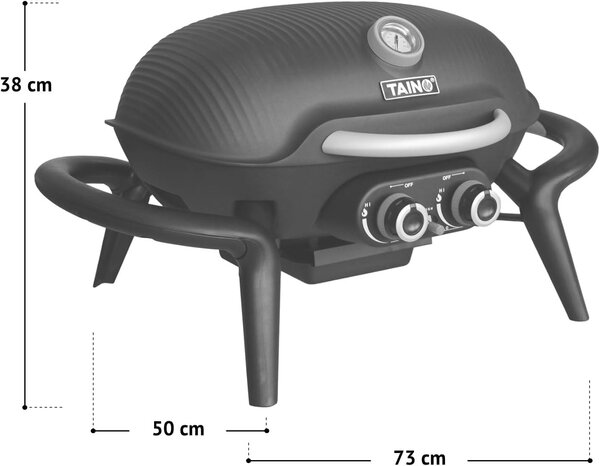 Barbecue a gas - Griglia da tavolo - Barbecue da balcone - Griglia da campeggio - Cucina esterna - Formato compatto - Alluminio pressofuso