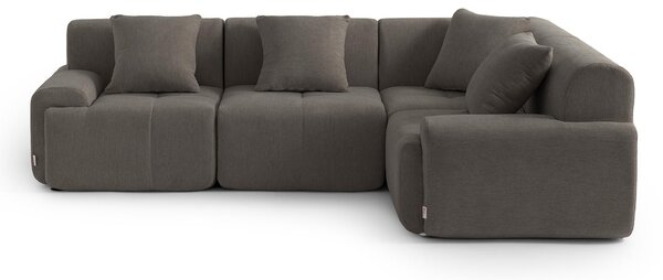 Divano ad angolo modulare a 4 posti MILYSOFA SOFAMOUS, tessuto chenille, marrone cenere