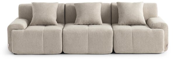 DIVANO MODULARE MILYSOFA SOFAMOUS, modello a 3 posti, dal design lineare, rivestito in tessuto di chenille color sabbia