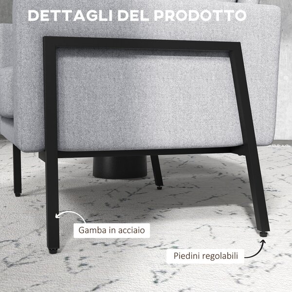 HOMCOM Poltroncina Imbottita per Soggiorno e Camera con Cuscini per Seduta e Schienale, 82x70x83.5 cm, Grigio | Aosom Italy