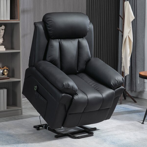 HOMCOM Poltrona Reclinabile Alzapersona Elettrica con Imbottitura Spessa e Telecomando, 96x93x105 cm, Nero | Aosom Italy
