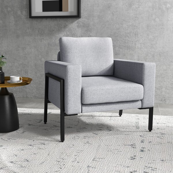 HOMCOM Poltroncina Imbottita per Soggiorno e Camera con Cuscini per Seduta e Schienale, 82x70x83.5 cm, Grigio | Aosom Italy