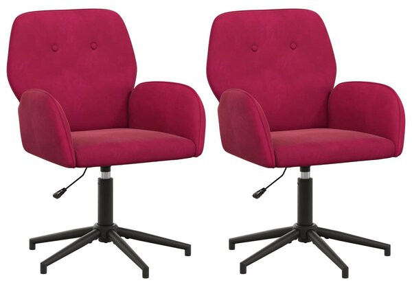 VidaXL Sedie girevoli, 2 pezzi, 54 x 55 x 90 cm, bordeaux, velluto (V)