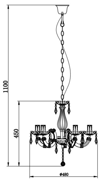Zuma Line RLD94016-5B - Lampadario su catena MAGNOLIA 5xE14/40W/230V nero