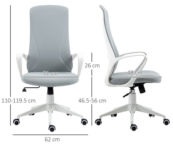 Vinsetto Sedia da Ufficio Ergonomica con Altezza Regolabile e Funzione di Inclinazione, 62x56x110-119.5 cm|Aosom