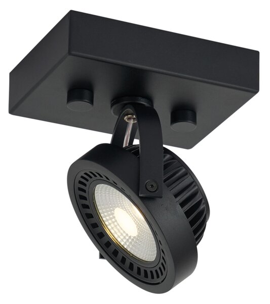 Faretto moderno da superficie nero con LED dimmerabile incluso - Apollo