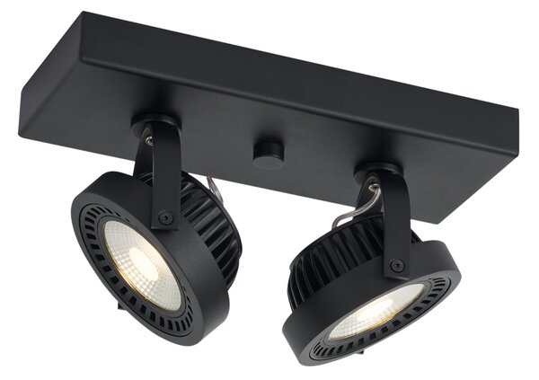 Faretto moderno da superficie nero con LED dimmerabile a 2 luci - Apollo