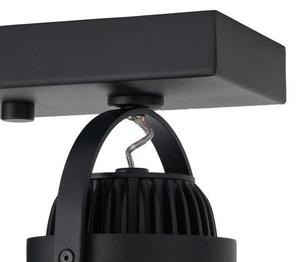 Faretto moderno da superficie nero con LED dimmerabile a 2 luci - Apollo