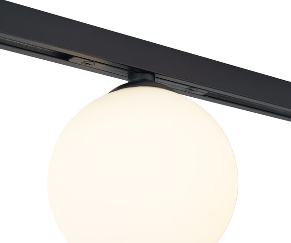 Plafoniera moderna nera con vetro bianco per sistema a binario monofase - Slimline Eira