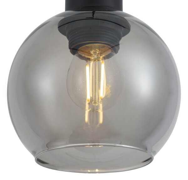Lampada a sospensione moderna nera con vetro fumé per sistema a binario monofase - Iconic Lava