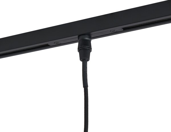 Lampada a sospensione moderna nera con vetro bianco per sistema a binario monofase - Slimline Eira