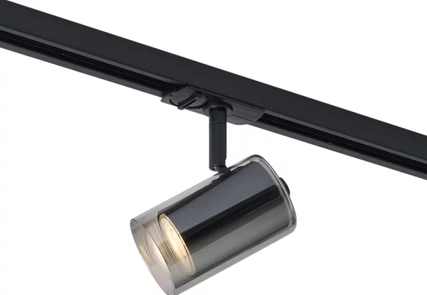 Faretto moderno nero con vetro fumé per sistema a binario monofase - Iconic Lloyd