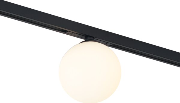 Plafoniera moderna nera con vetro bianco per sistema a binario monofase - Slimline Eira