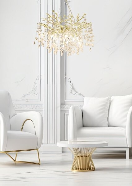 Zuma Line MD4115-1-EGN - Lampadario a sospensione con filo CINDY 10xG9/3,5W/230V oro