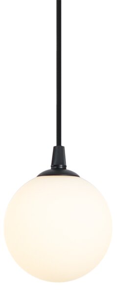 Lampada a sospensione moderna nera con vetro bianco per sistema a binario monofase - Slimline Eira