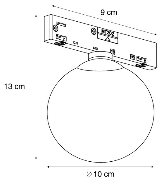 Plafoniera moderna nera con vetro bianco per sistema a binario monofase - Slimline Eira