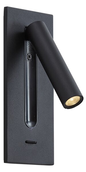 Lampada da parete moderna nera con LED inclusi - Plaza