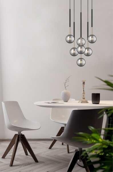Zuma Line P0574-07F-SDFZ - Lampadario a sospensione con filo ARCTURUS 7xG9/4W/230V nero