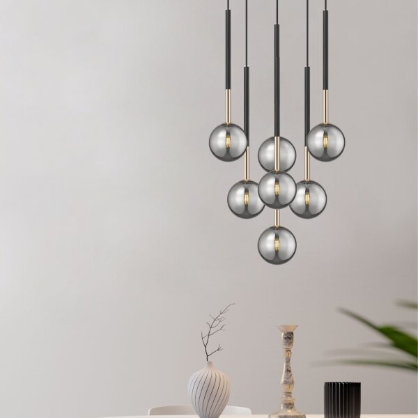 Zuma Line P0574-07F-SDFZ - Lampadario a sospensione con filo ARCTURUS 7xG9/4W/230V nero
