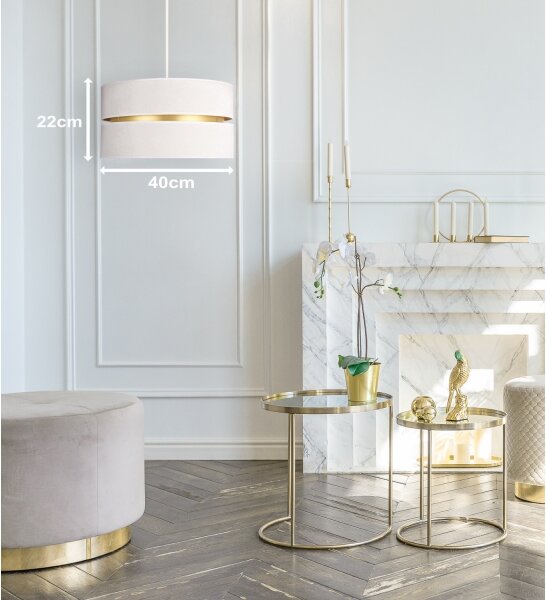 Duolla - Lampadario a sospensione con filo DUO 1xE27/15W/230V diametro 40 cm color crema/oro