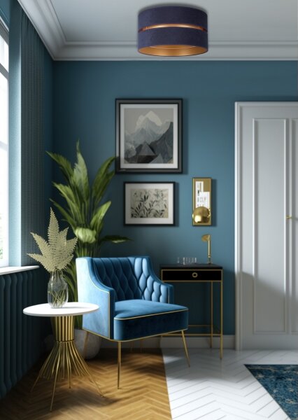 Duolla - Plafoniera DUO 1xE27/15W/230V diametro 40 cm blu/oro