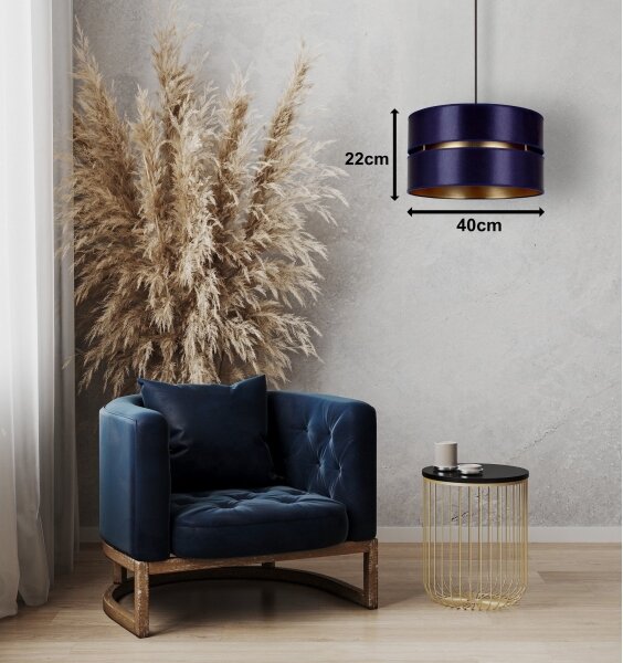 Duolla - Lampadario a sospensione con filo DUO 1xE27/15W/230V diametro 40 cm blu/oro