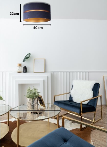 Duolla - Plafoniera DUO 1xE27/15W/230V diametro 40 cm blu/oro