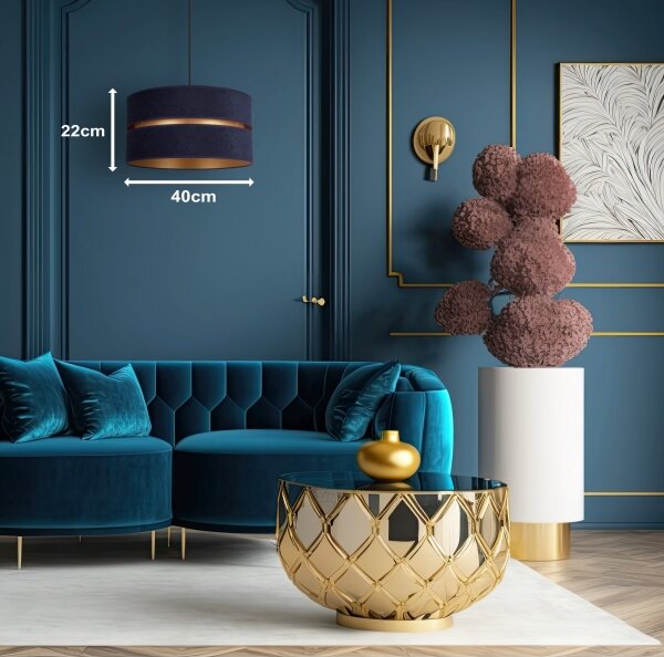 Duolla - Lampadario a sospensione con filo DUO 1xE27/15W/230V diametro 40 cm blu/oro