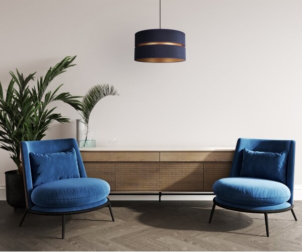 Duolla - Lampadario a sospensione con filo DUO 1xE27/15W/230V diametro 40 cm blu/oro