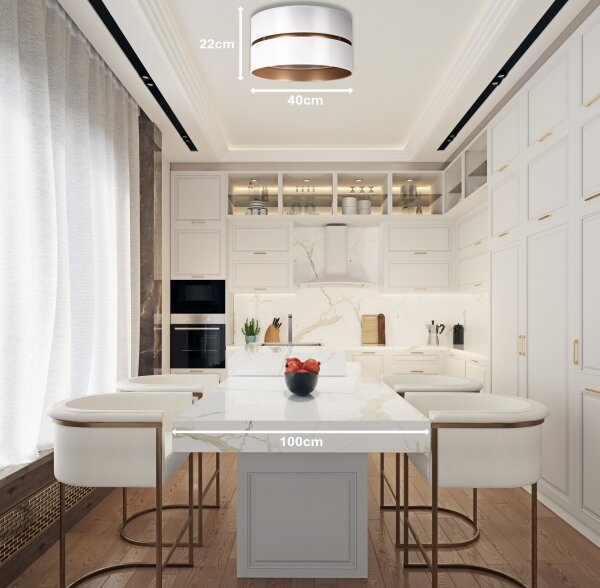 Duolla - Plafoniera DUO 1xE27/15W/230V diametro 40 cm bianco/oro