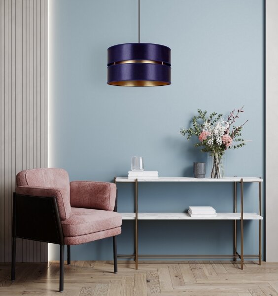 Duolla - Lampadario a sospensione con filo DUO 1xE27/15W/230V diametro 40 cm blu/oro