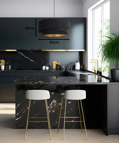 Duolla - Lampadario a sospensione con filo KOBO 1xE27/15W/230V diametro 45 cm nero/oro