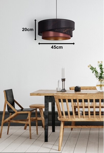 Duolla - Lampadario a sospensione con filo KOBO 1xE27/15W/230V diametro 45 cm nero/bordeaux/oro