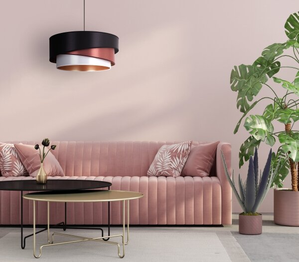 Duolla - Lampadario a sospensione con filo KOBO 1xE27/15W/230V diametro 45 cm nero/bordeaux/argento