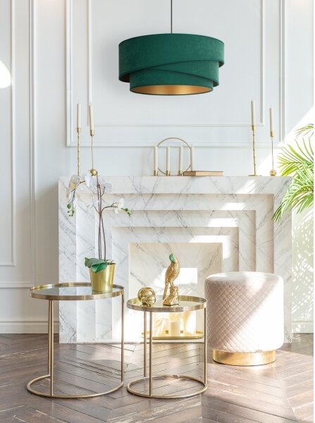 Duolla - Lampadario a sospensione con filo KOBO 1xE27/15W/230V diametro 45 cm verde/oro