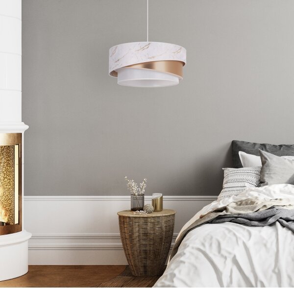Duolla - Lampadario a sospensione con filo KOBO 1xE27/15W/230V diametro 45 cm bianco/oro rosa