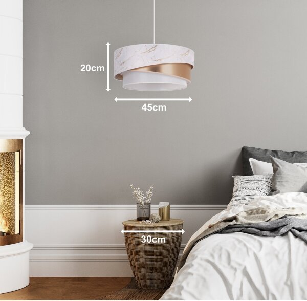 Duolla - Lampadario a sospensione con filo KOBO 1xE27/15W/230V diametro 45 cm bianco/oro rosa