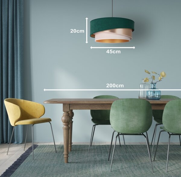 Duolla - Lampadario a sospensione con filo KOBO 1xE27/15W/230V diametro 45 cm verde/oro rosa/color crema
