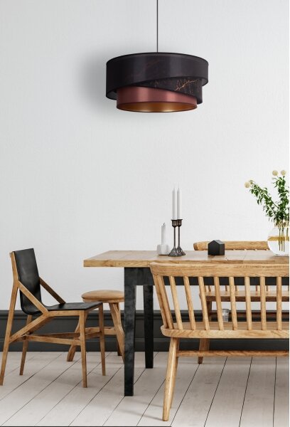 Duolla - Lampadario a sospensione con filo KOBO 1xE27/15W/230V diametro 45 cm nero/bordeaux/oro