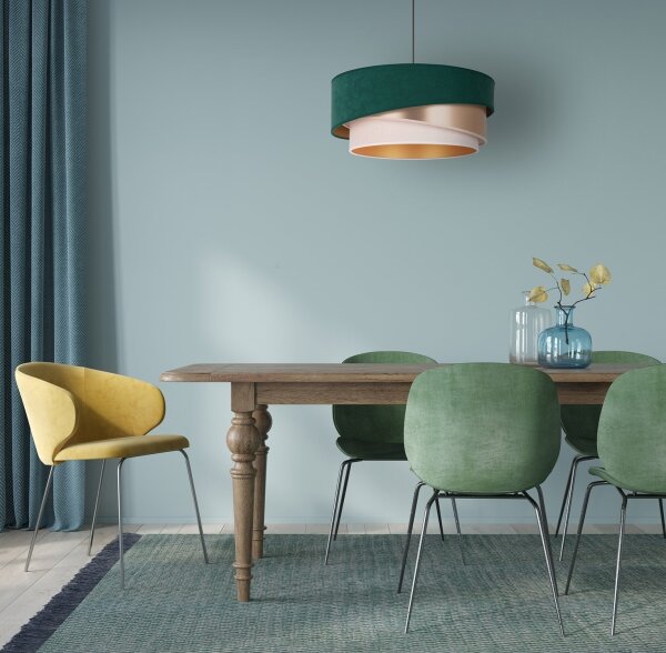 Duolla - Lampadario a sospensione con filo KOBO 1xE27/15W/230V diametro 45 cm verde/oro rosa/color crema