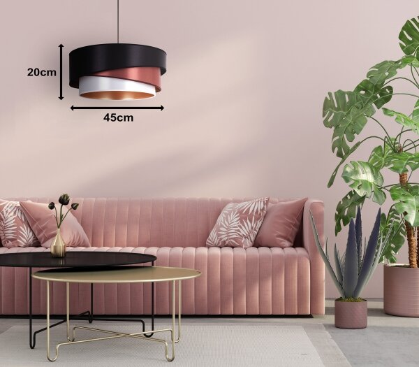 Duolla - Lampadario a sospensione con filo KOBO 1xE27/15W/230V diametro 45 cm nero/bordeaux/argento