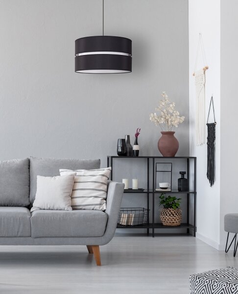 Duolla - Lampadario a sospensione con filo DUO 1xE27/15W/230V diametro 40 cm nero/bianco