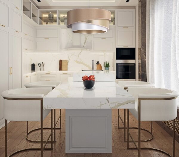 Duolla - Lampadario a sospensione con filo KOBO 1xE27/15W/230V diametro 45 cm beige/oro/bianco